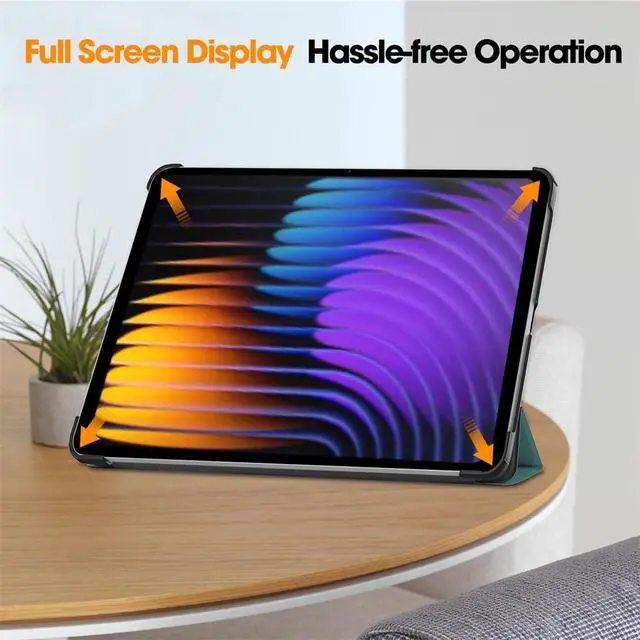 Alt view image 6 of 7 - PU Leather Tablet Case for Xiaomi Pad 7 / Xiaomi Pad 7 Pro 11.2", Hard Shell Magnetic Stand Cover with Auto Sleep/Wake Function (Green)