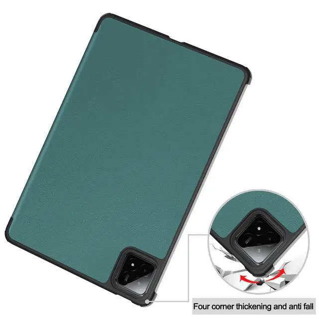 Alt view image 7 of 7 - PU Leather Tablet Case for Xiaomi Pad 7 / Xiaomi Pad 7 Pro 11.2", Hard Shell Magnetic Stand Cover with Auto Sleep/Wake Function (Green)