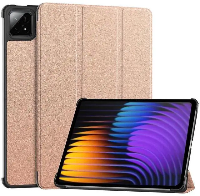 Main image of PU Leather Tablet Case for Xiaomi Pad 7 / Xiaomi Pad 7 Pro 11.2", Hard Shell Magnetic Stand Cover with Auto Sleep/Wake Function (Rose Gold)