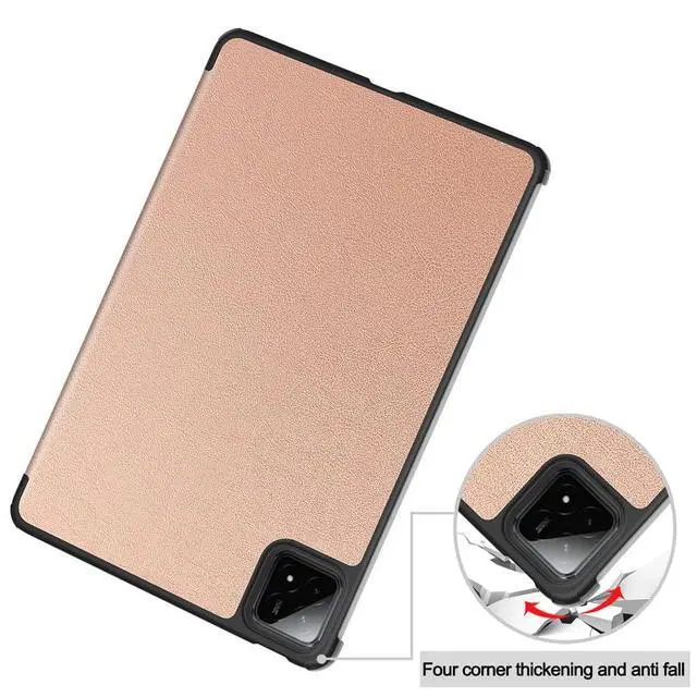 Alt view image 7 of 7 - PU Leather Tablet Case for Xiaomi Pad 7 / Xiaomi Pad 7 Pro 11.2", Hard Shell Magnetic Stand Cover with Auto Sleep/Wake Function (Rose Gold)