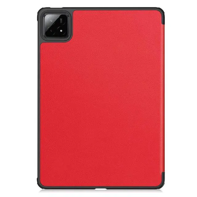 Alt view image 3 of 7 - PU Leather Tablet Case for Xiaomi Pad 7 / Xiaomi Pad 7 Pro 11.2", Hard Shell Magnetic Stand Cover with Auto Sleep/Wake Function (red)