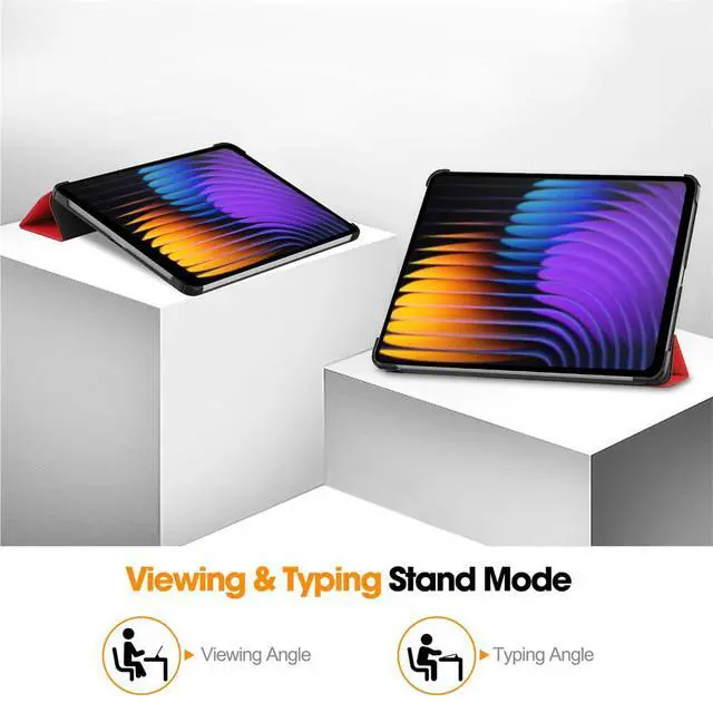 Alt view image 5 of 7 - PU Leather Tablet Case for Xiaomi Pad 7 / Xiaomi Pad 7 Pro 11.2", Hard Shell Magnetic Stand Cover with Auto Sleep/Wake Function (red)