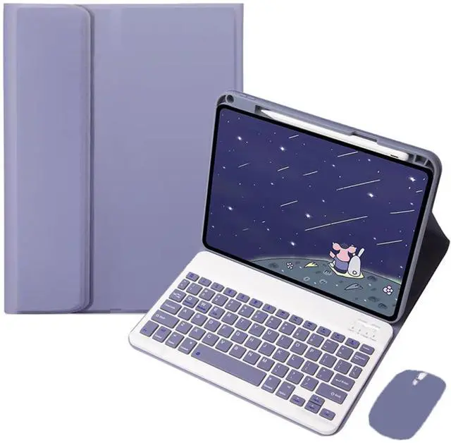 Main image of Keyboard Case for Xiaomi Pad 7 / Xiaomi Pad 7 Pro 11.2", Sky Blue PU Leather Folio Cover, Detachable Rechargeable English Keyboard, Pencil Slot & Horizontal Kickstand(lavender gray)