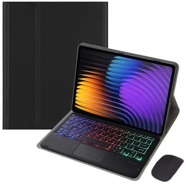 Main image of Xiaomi Pad 7 / 7 Pro 11.2" Keyboard Case, PU Leather Folio Cover with Detachable Rechargeable Bluetooth Backlit Keyboard and Precision Trackpad, English Layout(Black)