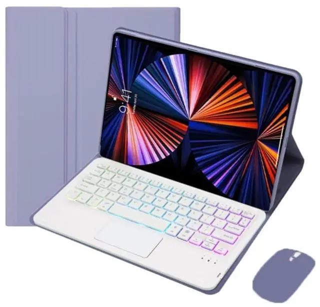 Main image of Xiaomi Pad 7 / 7 Pro 11.2" Keyboard Case, PU Leather Folio Cover with Detachable Rechargeable Bluetooth Backlit Keyboard and Precision Trackpad, English Layout (lavender gray)