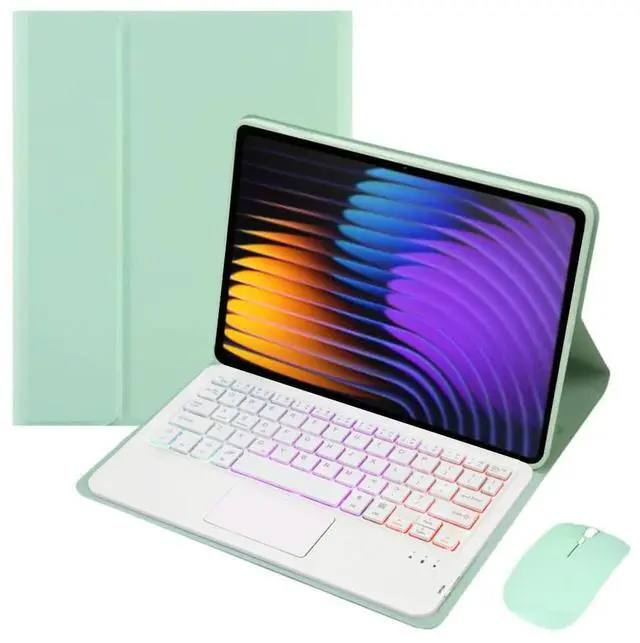 Main image of Xiaomi Pad 7 / 7 Pro 11.2" Keyboard Case, PU Leather Folio Cover with Detachable Rechargeable Bluetooth Backlit Keyboard and Precision Trackpad, English Layout (Mint)