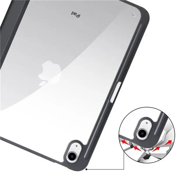 Alt view image 5 of 6 - Clear Acrylic Case for iPad 11th Gen A16 2025 11", Hard Back Cover with Pencil Holder, Magnetic Stand, Auto Sleep WakeBlack