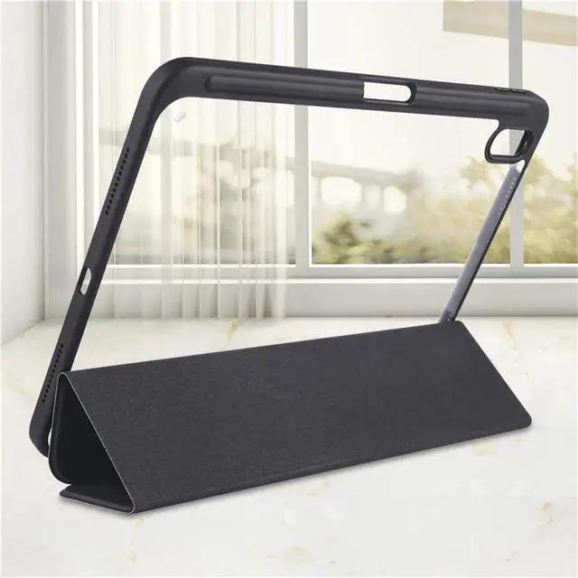 Alt view image 6 of 6 - Clear Acrylic Case for iPad 11th Gen A16 2025 11", Hard Back Cover with Pencil Holder, Magnetic Stand, Auto Sleep WakeBlack