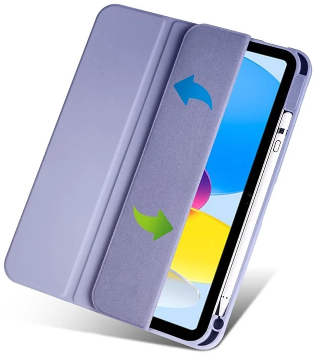 Alt view image 2 of 6 - Clear Acrylic Case for iPad 11th Gen A16 2025 11", Hard Back Cover with Pencil Holder, Magnetic Stand, Auto Sleep Wake,Lavender Gray