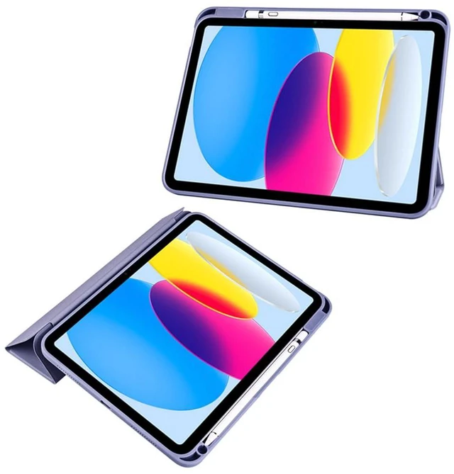 Alt view image 3 of 6 - Clear Acrylic Case for iPad 11th Gen A16 2025 11", Hard Back Cover with Pencil Holder, Magnetic Stand, Auto Sleep Wake,Lavender Gray