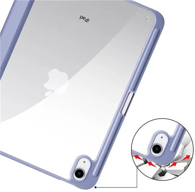 Alt view image 5 of 6 - Acrylic Tablet Case for iPad mini A17 Pro / iPad Mini 6 8.3 Inch, Clear Hard Back Cover with Pencil Holder, Trifold Magnetic Horizontal Stand, Auto Sleep/Wake,Lavender Gray