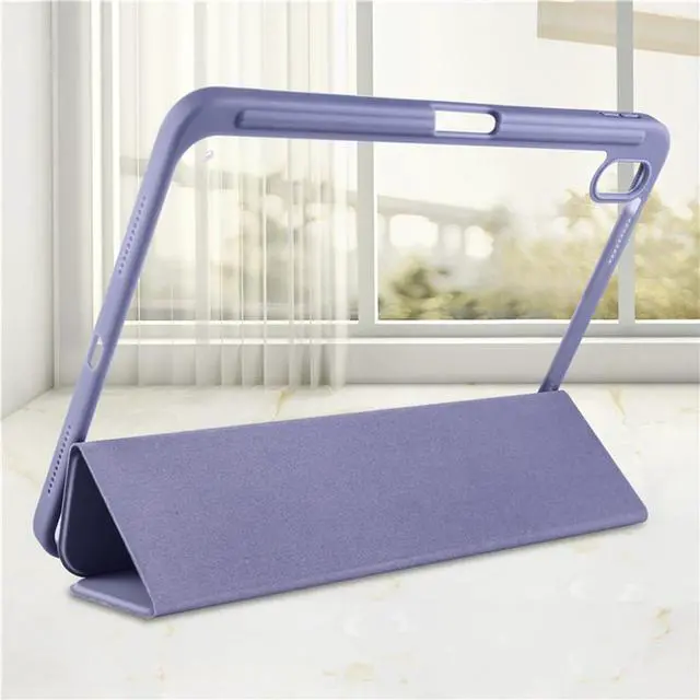 Alt view image 6 of 6 - Acrylic Tablet Case for iPad mini A17 Pro / iPad Mini 6 8.3 Inch, Clear Hard Back Cover with Pencil Holder, Trifold Magnetic Horizontal Stand, Auto Sleep/Wake,Lavender Gray