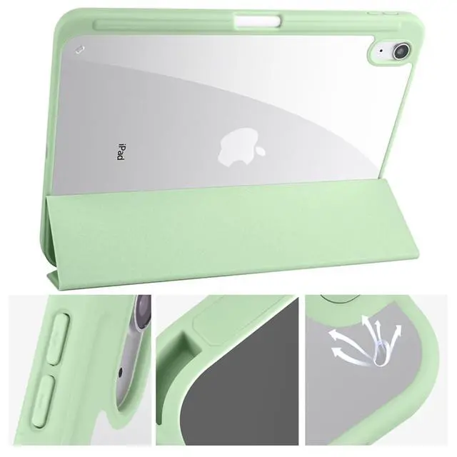 Alt view image 4 of 6 - Clear Acrylic Case for iPad 11th Gen A16 2025 11", Hard Back Cover with Pencil Holder, Magnetic Stand, Auto Sleep Wake,Mint
