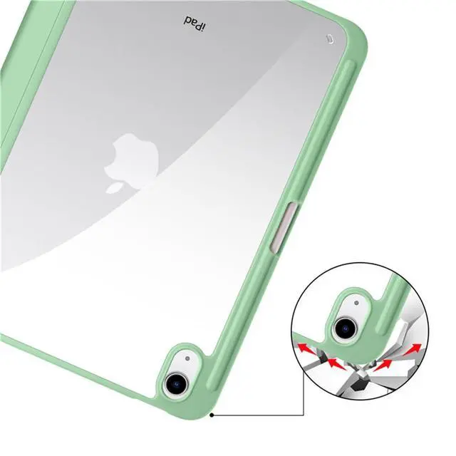 Alt view image 5 of 6 - Clear Acrylic Case for iPad 11th Gen A16 2025 11", Hard Back Cover with Pencil Holder, Magnetic Stand, Auto Sleep Wake,Mint