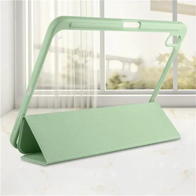 Alt view image 6 of 6 - Clear Acrylic Case for iPad 11th Gen A16 2025 11", Hard Back Cover with Pencil Holder, Magnetic Stand, Auto Sleep Wake,Mint