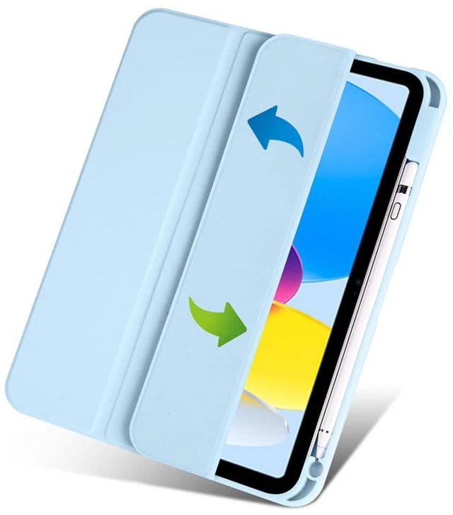 Alt view image 2 of 6 - Clear Acrylic Case for iPad 11th Gen A16 2025 11", Hard Back Cover with Pencil Holder, Magnetic Stand, Auto Sleep Wake,Sky Blue