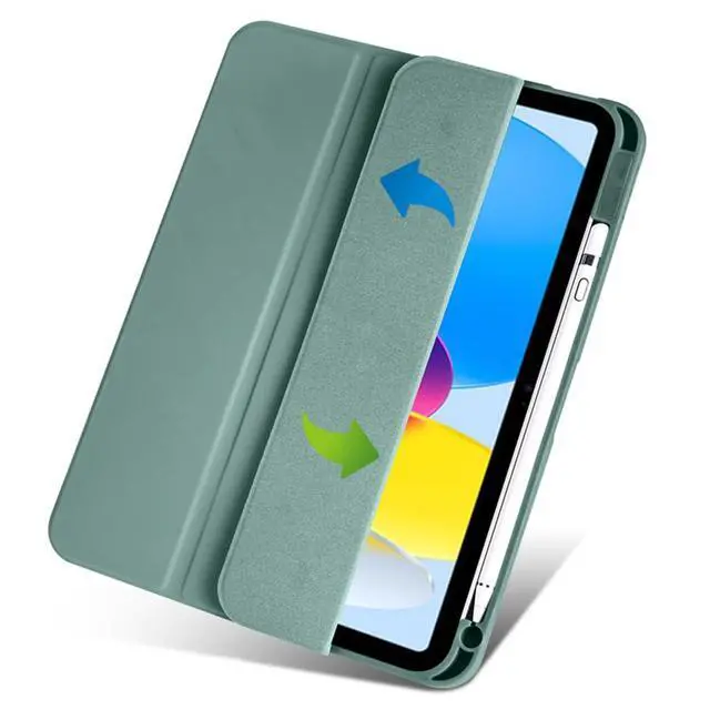 Alt view image 2 of 6 - Clear Acrylic Case for iPad 11th Gen A16 2025 11", Hard Back Cover with Pencil Holder, Magnetic Stand, Auto Sleep Wake,Green