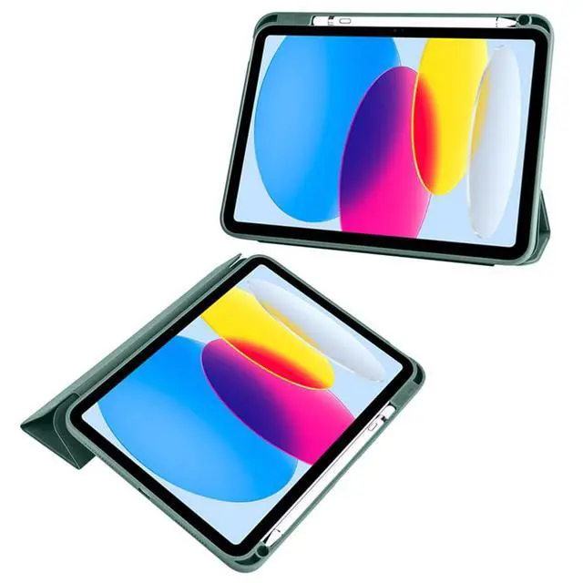 Alt view image 3 of 6 - Clear Acrylic Case for iPad 11th Gen A16 2025 11", Hard Back Cover with Pencil Holder, Magnetic Stand, Auto Sleep Wake,Green
