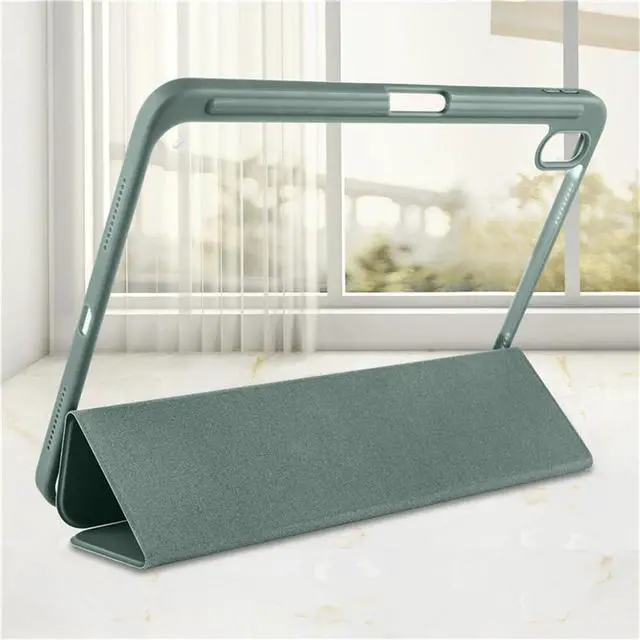 Alt view image 6 of 6 - Clear Acrylic Case for iPad 11th Gen A16 2025 11", Hard Back Cover with Pencil Holder, Magnetic Stand, Auto Sleep Wake,Green