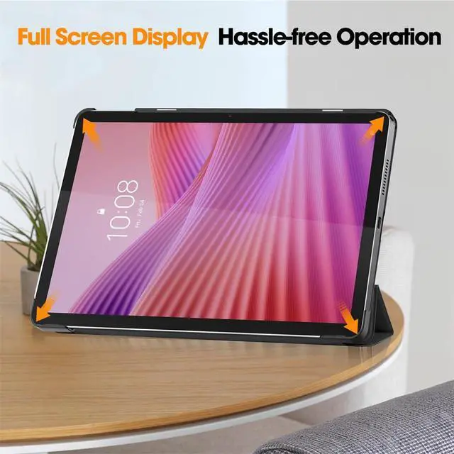 Alt view image 6 of 7 - PU Leather Tablet Case for Lenovo Tab 10.1 2025 (TB311FU/TB311XU), Magnetic Closure, Magnetic Stand, Auto Sleep/Wake, Hard Protective Cover(Black)
