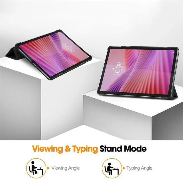 Alt view image 5 of 7 - PU Leather Tablet Case for Lenovo Tab 10.1 2025 (TB311FU/TB311XU), Magnetic Closure, Magnetic Stand, Auto Sleep/Wake, Hard Protective Cover(Black)