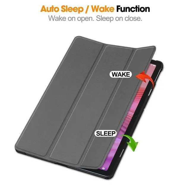 Alt view image 4 of 7 - PU Leather Tablet Case for Lenovo Tab 10.1 2025 (TB311FU/TB311XU), Magnetic Closure, Magnetic Stand, Auto Sleep/Wake, Hard Protective Cover(Gray)