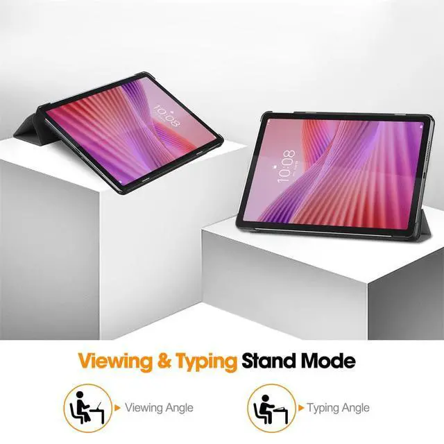 Alt view image 5 of 7 - PU Leather Tablet Case for Lenovo Tab 10.1 2025 (TB311FU/TB311XU), Magnetic Closure, Magnetic Stand, Auto Sleep/Wake, Hard Protective Cover(Gray)