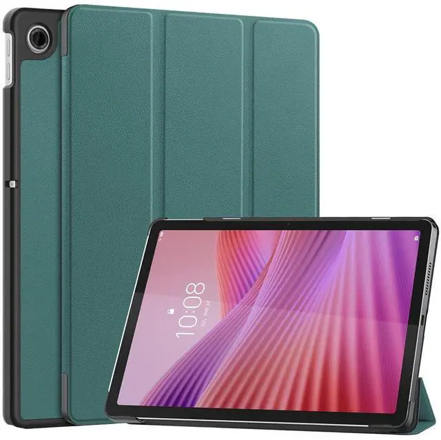 Main image of PU Leather Tablet Case for Lenovo Tab 10.1 2025 (TB311FU/TB311XU), Magnetic Closure, Magnetic Stand, Auto Sleep/Wake, Hard Protective Cover(Green)