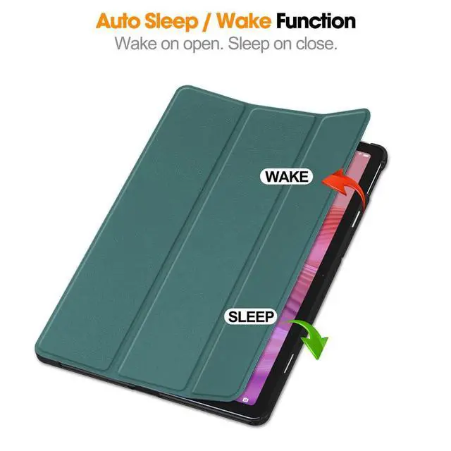 Alt view image 4 of 7 - PU Leather Tablet Case for Lenovo Tab 10.1 2025 (TB311FU/TB311XU), Magnetic Closure, Magnetic Stand, Auto Sleep/Wake, Hard Protective Cover(Green)