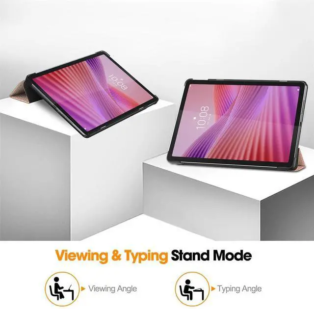 Alt view image 5 of 7 - PU Leather Tablet Case for Lenovo Tab 10.1 2025 (TB311FU/TB311XU), Magnetic Closure, Magnetic Stand, Auto Sleep/Wake, Hard Protective Cover (Rose Gold)