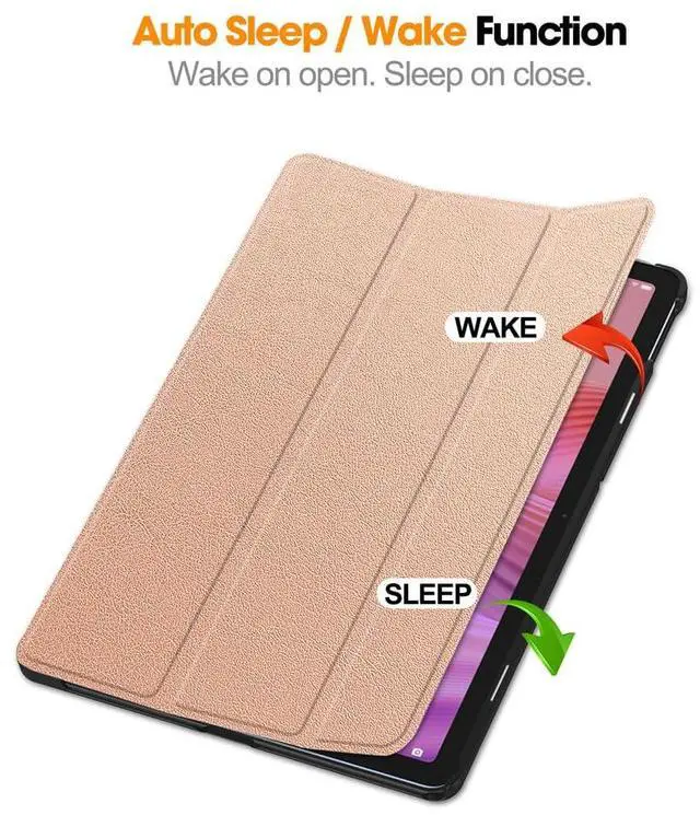Alt view image 4 of 7 - PU Leather Tablet Case for Lenovo Tab 10.1 2025 (TB311FU/TB311XU), Magnetic Closure, Magnetic Stand, Auto Sleep/Wake, Hard Protective Cover (Rose Gold)