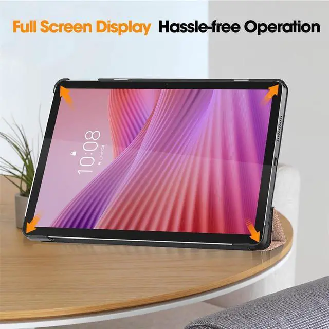 Alt view image 6 of 7 - PU Leather Tablet Case for Lenovo Tab 10.1 2025 (TB311FU/TB311XU), Magnetic Closure, Magnetic Stand, Auto Sleep/Wake, Hard Protective Cover (Rose Gold)