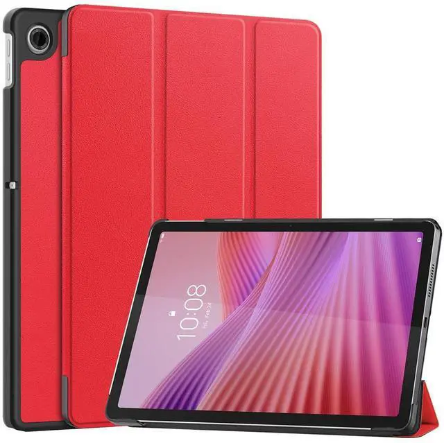 Main image of PU Leather Tablet Case for Lenovo Tab 10.1 2025 (TB311FU/TB311XU), Magnetic Closure, Magnetic Stand, Auto Sleep/Wake, Hard Protective Cover (red)