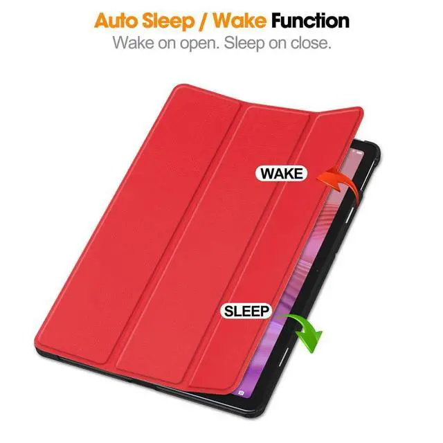 Alt view image 4 of 7 - PU Leather Tablet Case for Lenovo Tab 10.1 2025 (TB311FU/TB311XU), Magnetic Closure, Magnetic Stand, Auto Sleep/Wake, Hard Protective Cover (red)