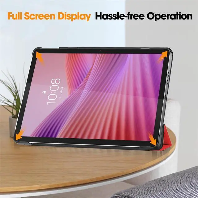 Alt view image 6 of 7 - PU Leather Tablet Case for Lenovo Tab 10.1 2025 (TB311FU/TB311XU), Magnetic Closure, Magnetic Stand, Auto Sleep/Wake, Hard Protective Cover (red)