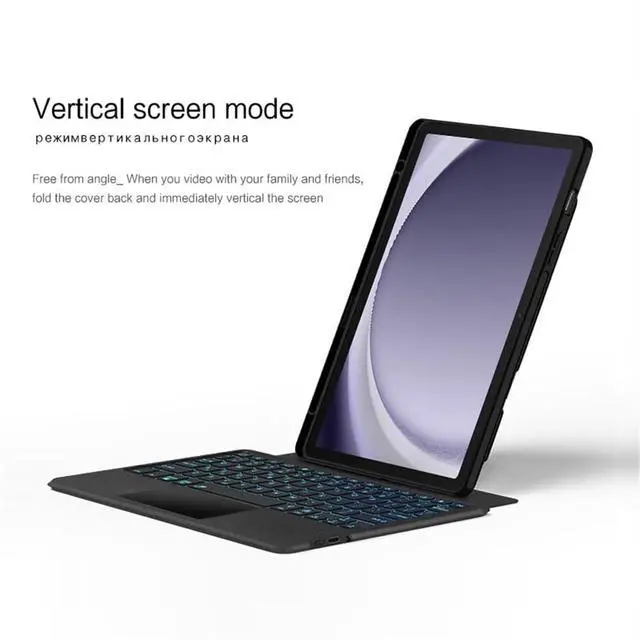 Alt view image 6 of 7 - Keyboard Case for Samsung Galaxy Tab A9+ A9 Plus 11 inch, Magnetic Detachable Tablet Cover with Pencil Holder, Horizontal & Vertical Stand, Trackpad, Backlit Keys, Rechargeable, Includes Mouse
