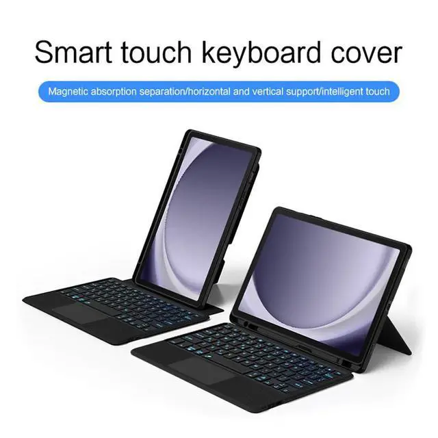 Alt view image 7 of 7 - Keyboard Case for Samsung Galaxy Tab A9+ A9 Plus 11 inch, Magnetic Detachable Tablet Cover with Pencil Holder, Horizontal & Vertical Stand, Trackpad, Backlit Keys, Rechargeable, Includes Mouse