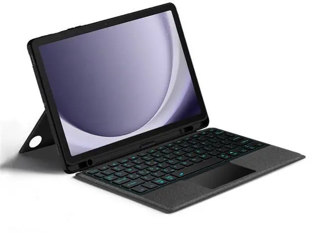 Main image of Black Keyboard Case for Samsung Galaxy Tab A9 Plus 11", Magnetic Detachable Cover, Pencil Holder, Horizontal/Vertical Stand, Trackpad, Backlit Keys, Rechargeable
