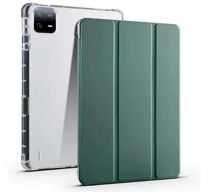 Main image of TPU Soft Tablet Case for Xiaomi Pad 7 / Xiaomi Pad 7 Pro 11.2 inch, PU Leather TriFold Magnetic Stand Cover with Pencil Holder,Green