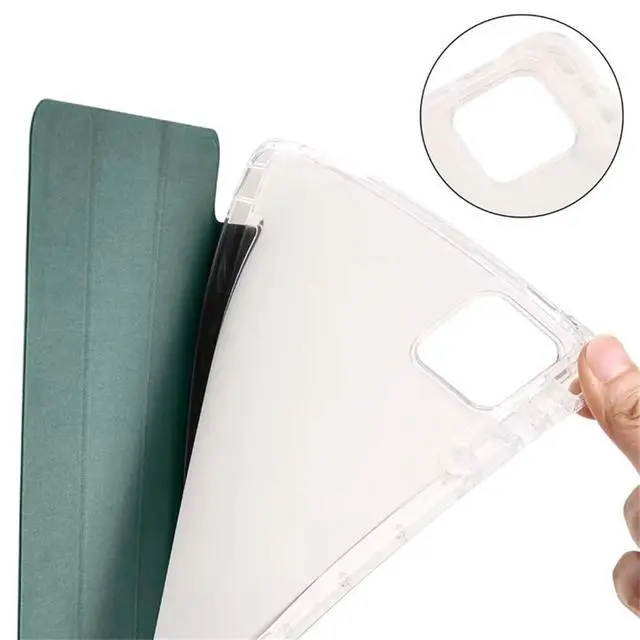 Alt view image 3 of 5 - TPU Soft Tablet Case for Xiaomi Pad 7 / Xiaomi Pad 7 Pro 11.2 inch, PU Leather TriFold Magnetic Stand Cover with Pencil Holder,Green