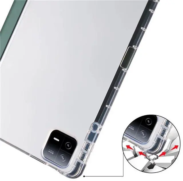 Alt view image 4 of 5 - TPU Soft Tablet Case for Xiaomi Pad 7 / Xiaomi Pad 7 Pro 11.2 inch, PU Leather TriFold Magnetic Stand Cover with Pencil Holder,Green