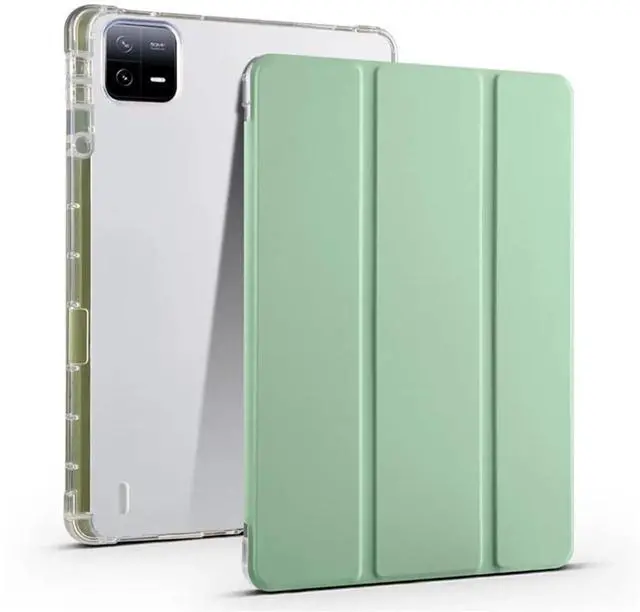 Main image of TPU Soft Tablet Case for Xiaomi Pad 7 / Xiaomi Pad 7 Pro 11.2 inch, PU Leather TriFold Magnetic Stand Cover with Pencil Holder,Mint