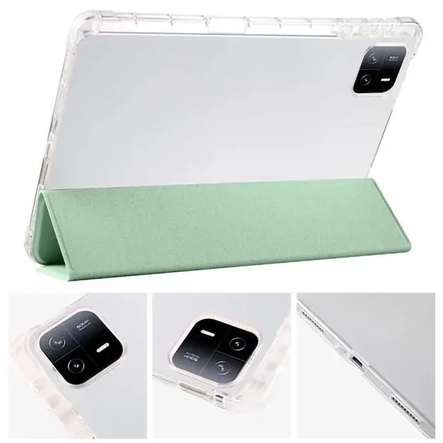 Alt view image 2 of 5 - TPU Soft Tablet Case for Xiaomi Pad 7 / Xiaomi Pad 7 Pro 11.2 inch, PU Leather TriFold Magnetic Stand Cover with Pencil Holder,Mint