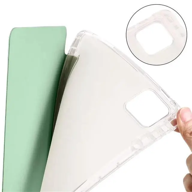Alt view image 3 of 5 - TPU Soft Tablet Case for Xiaomi Pad 7 / Xiaomi Pad 7 Pro 11.2 inch, PU Leather TriFold Magnetic Stand Cover with Pencil Holder,Mint