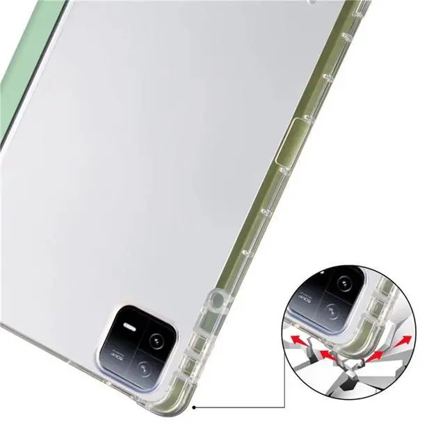 Alt view image 4 of 5 - TPU Soft Tablet Case for Xiaomi Pad 7 / Xiaomi Pad 7 Pro 11.2 inch, PU Leather TriFold Magnetic Stand Cover with Pencil Holder,Mint