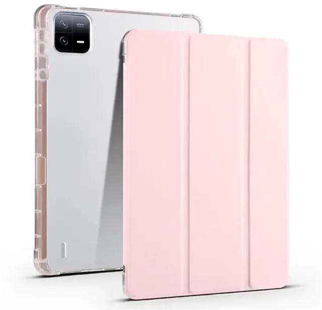 Main image of TPU Soft Tablet Case for Xiaomi Pad 7 / Xiaomi Pad 7 Pro 11.2 inch, PU Leather TriFold Magnetic Stand Cover with Pencil Holder,Pink