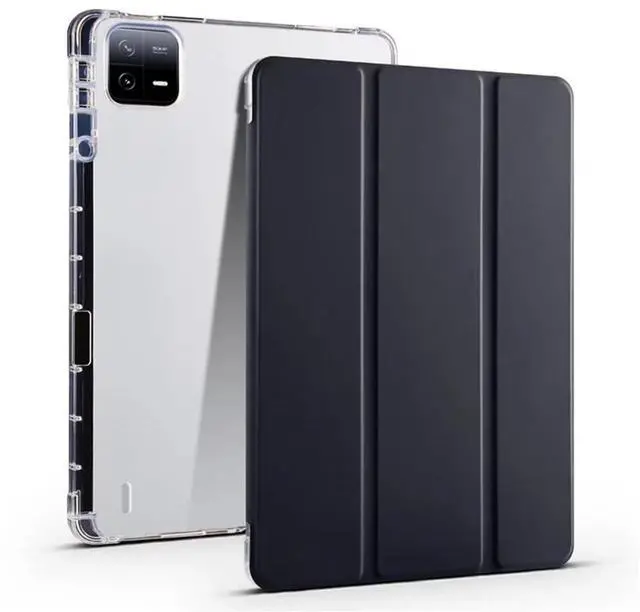 Main image of TPU Soft Tablet Case for Xiaomi Pad 7 / Xiaomi Pad 7 Pro 11.2 inch, PU Leather TriFold Magnetic Stand Cover with Pencil Holder.Black