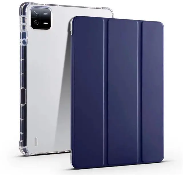 Main image of TPU Soft Tablet Case for Xiaomi Pad 7 / Xiaomi Pad 7 Pro 11.2 inch, PU Leather TriFold Magnetic Stand Cover with Pencil Holder,Dark Blue