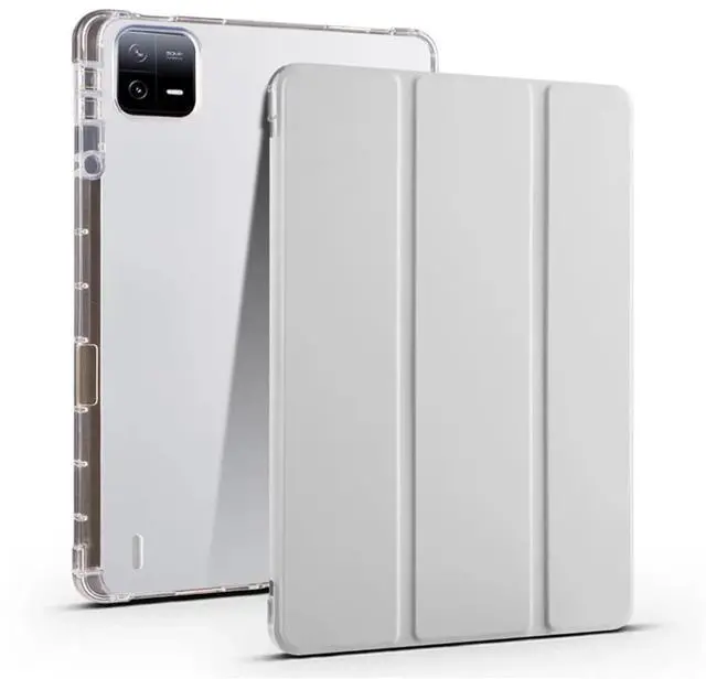 Main image of TPU Soft Tablet Case for Xiaomi Pad 7 / Xiaomi Pad 7 Pro 11.2 inch, PU Leather TriFold Magnetic Stand Cover with Pencil Holder,Gray