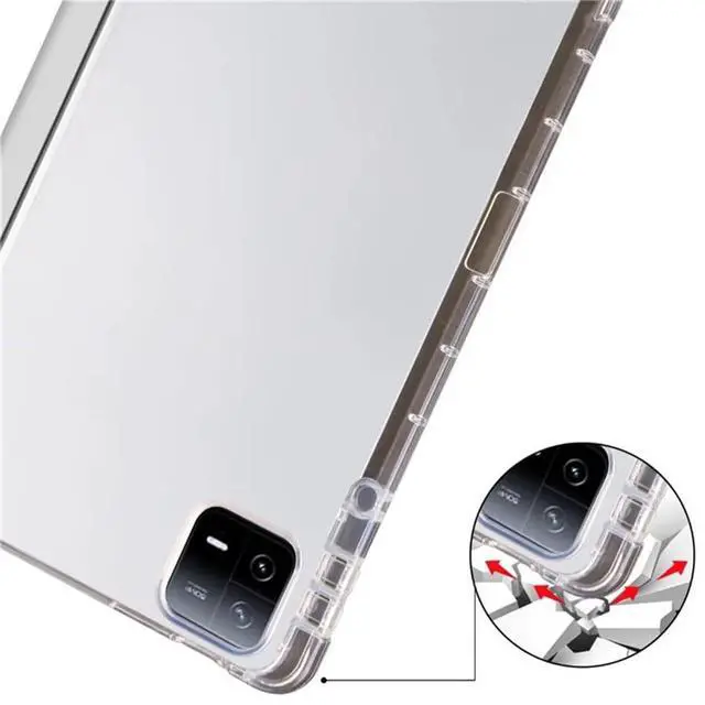 Alt view image 4 of 5 - TPU Soft Tablet Case for Xiaomi Pad 7 / Xiaomi Pad 7 Pro 11.2 inch, PU Leather TriFold Magnetic Stand Cover with Pencil Holder,Gray